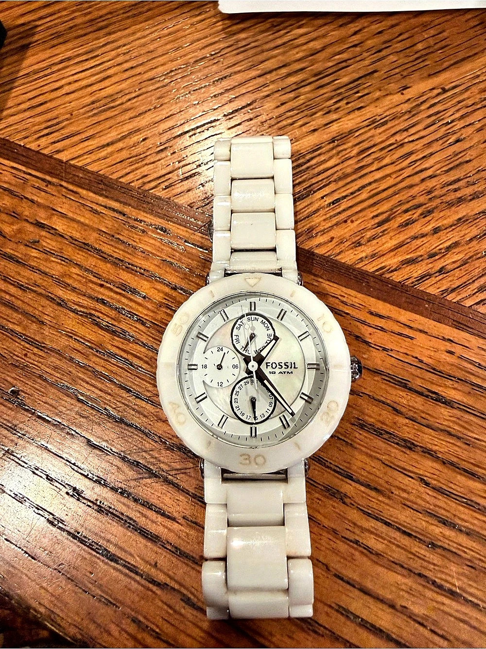 Fossil White Ceramic Multifunction Watch CE1002